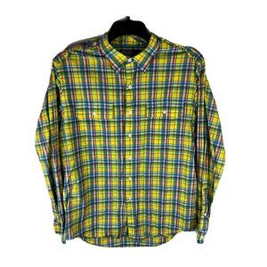 Polo Ralph Lauren‎ Yellow Pink Plaid Classic Dress Shirt Size XL